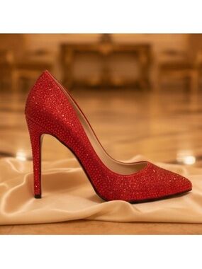 Elegant Red Glitter High Heel Pumps - Women's Evening Shoes ✨🔥